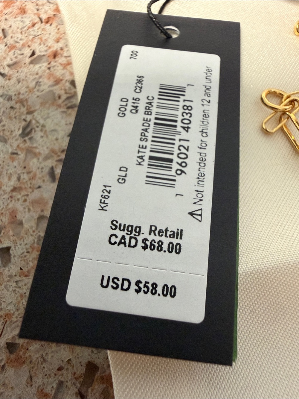 kate spade Gold Paperclip Chain Bracelet with Round K Logo Charm - Picture 2 of 6